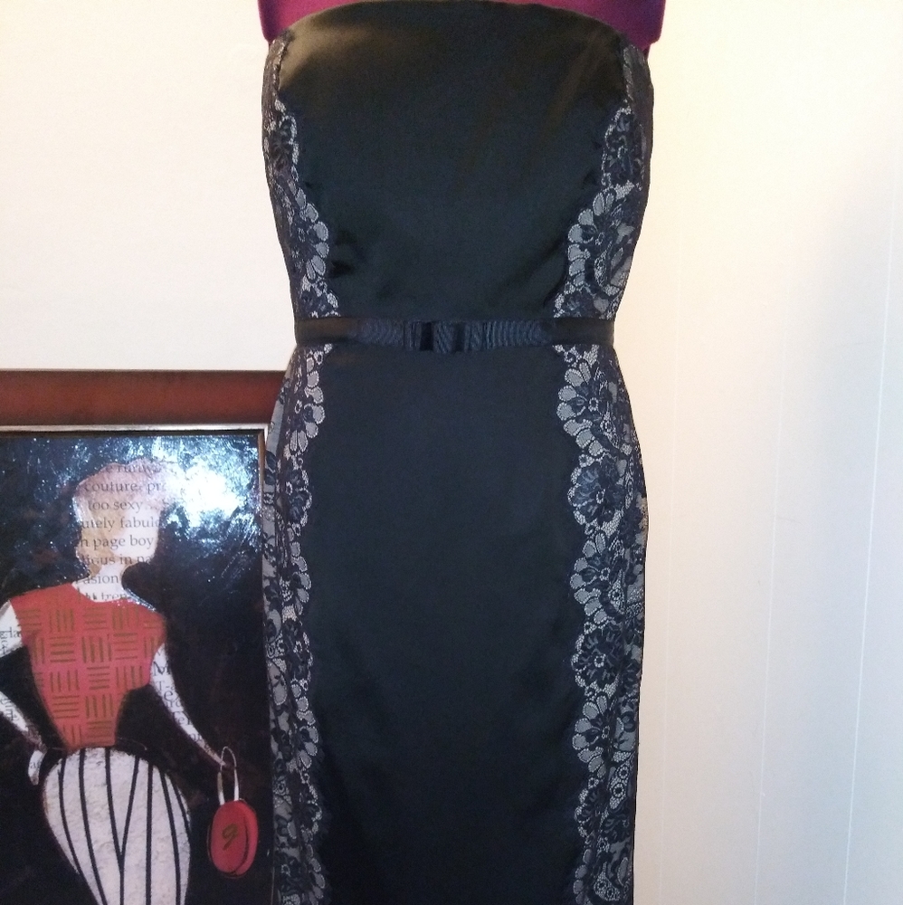 Tadashi Black Lace Detail Formal Cocktail Dress